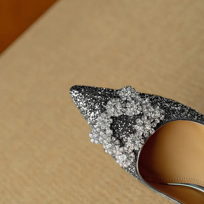 لوسيانا - حذاء كعب كريستال أنيق